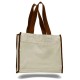 Heavy Duty Gusseted Canvas Tote with Colored Handles