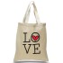 LOVE Printed with Heart on Canvas Tote