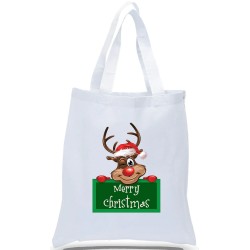 Rudolph Sign Merry Christmas Tote