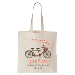 Tandem Bike and Hearts Wedding Tote Bag